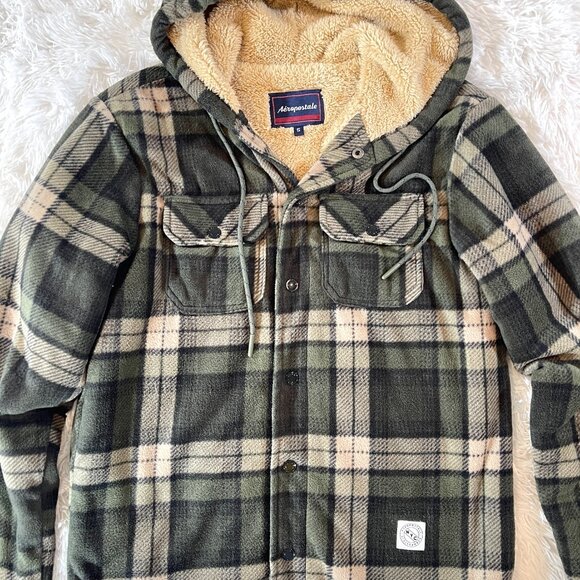 Aeropostale Other - Aeropostale Sherpa Lined Hooded Flannel Jacket Size S